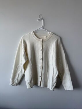 All Row Cream Button Front Knit Cardigan Sweater Small